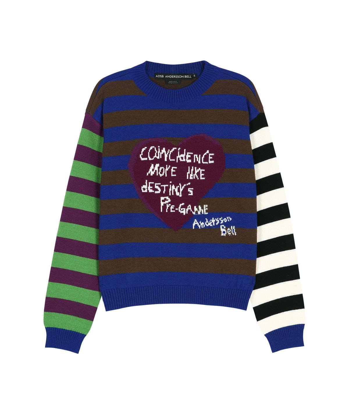 앤더슨벨(ADSB ANDERSSON BELL) GIRLS HEART MESSAGE CREW-NECK SWEATER atb1464w(BLUE/GREEN)