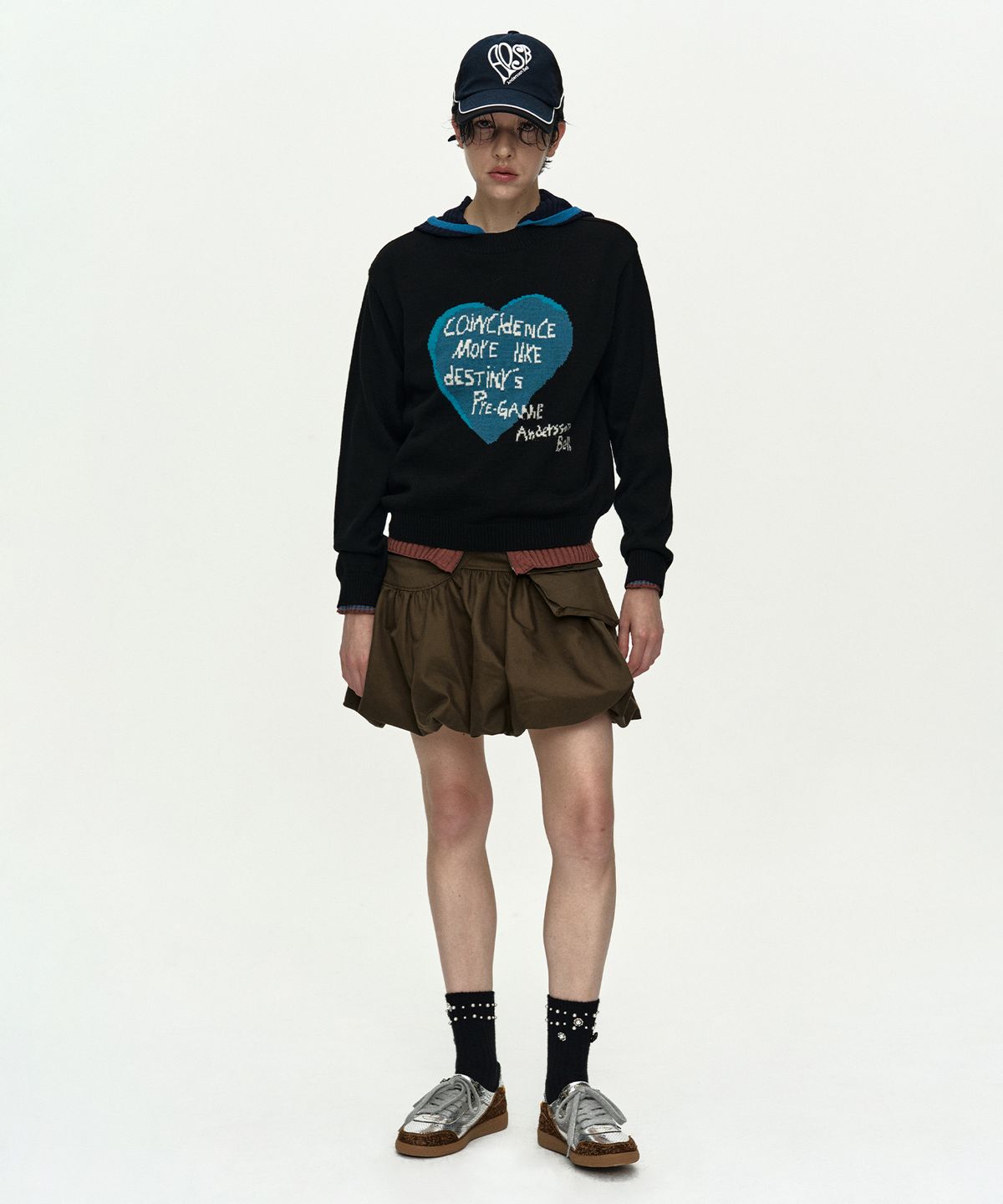 앤더슨벨(ADSB ANDERSSON BELL) GIRLS HEART MESSAGE CREW-NECK SWEATER atb1464w(BLACK)