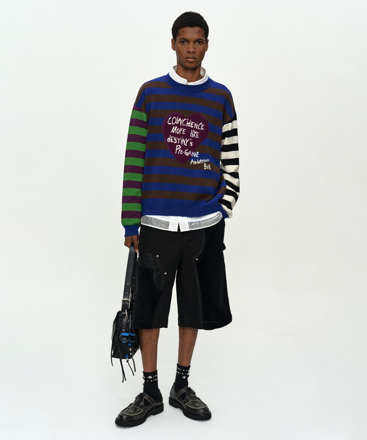 앤더슨벨(ADSB ANDERSSON BELL) BOYS HEART MESSAGE CREW-NECK SWEATER atb1453m(BLUE/GREEN)