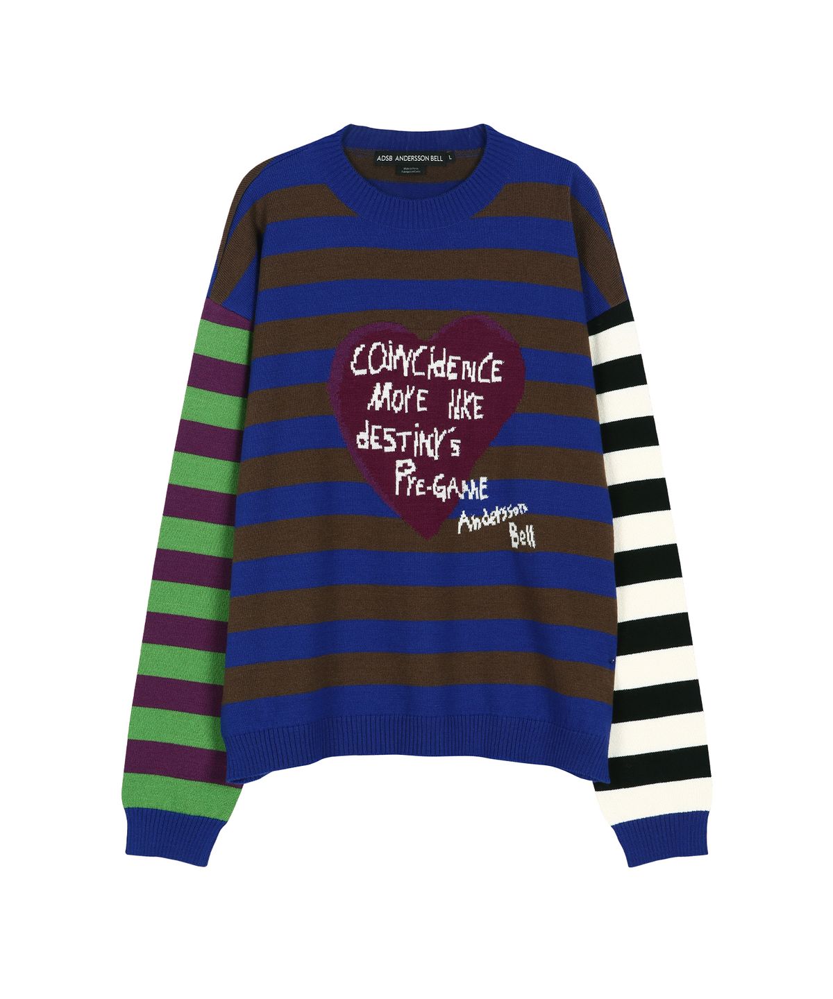앤더슨벨(ADSB ANDERSSON BELL) BOYS HEART MESSAGE CREW-NECK SWEATER atb1453m(BLUE/GREEN)