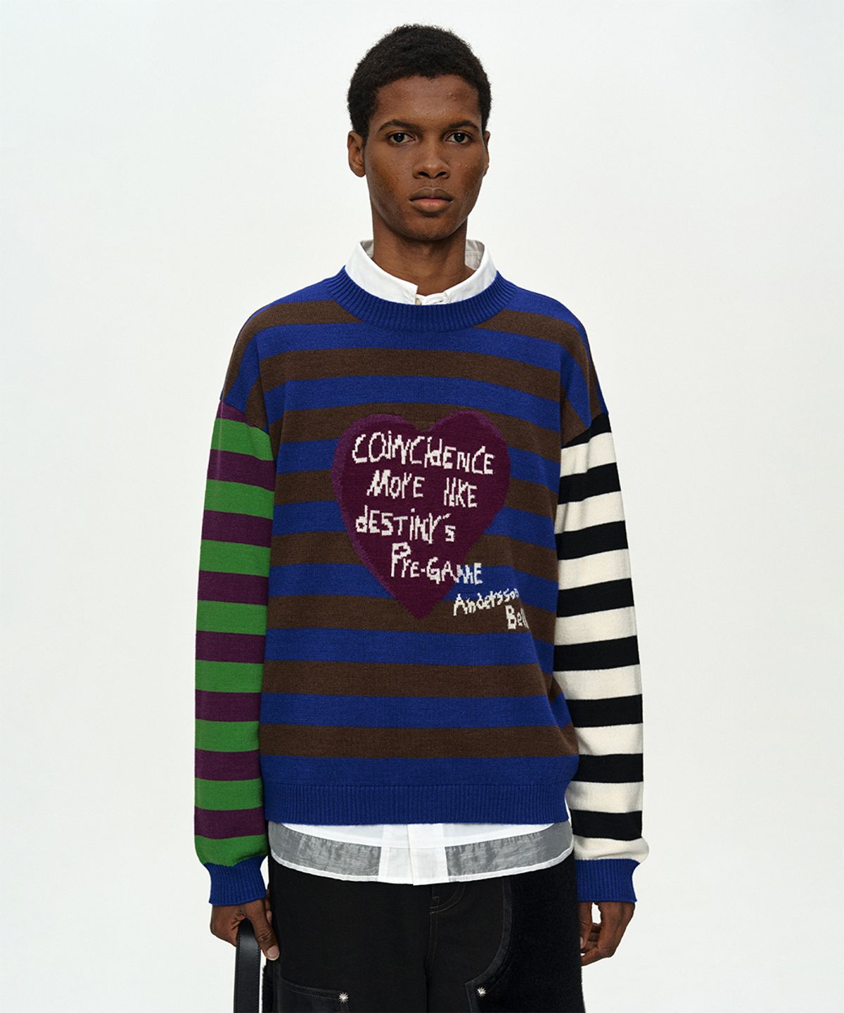 앤더슨벨(ADSB ANDERSSON BELL) BOYS HEART MESSAGE CREW-NECK SWEATER atb1453m(BLUE/GREEN)