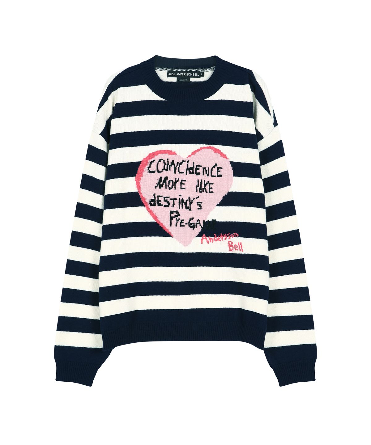 앤더슨벨(ADSB ANDERSSON BELL) BOYS HEART MESSAGE CREW-NECK SWEATER atb1453m(NAVY/IVORY)