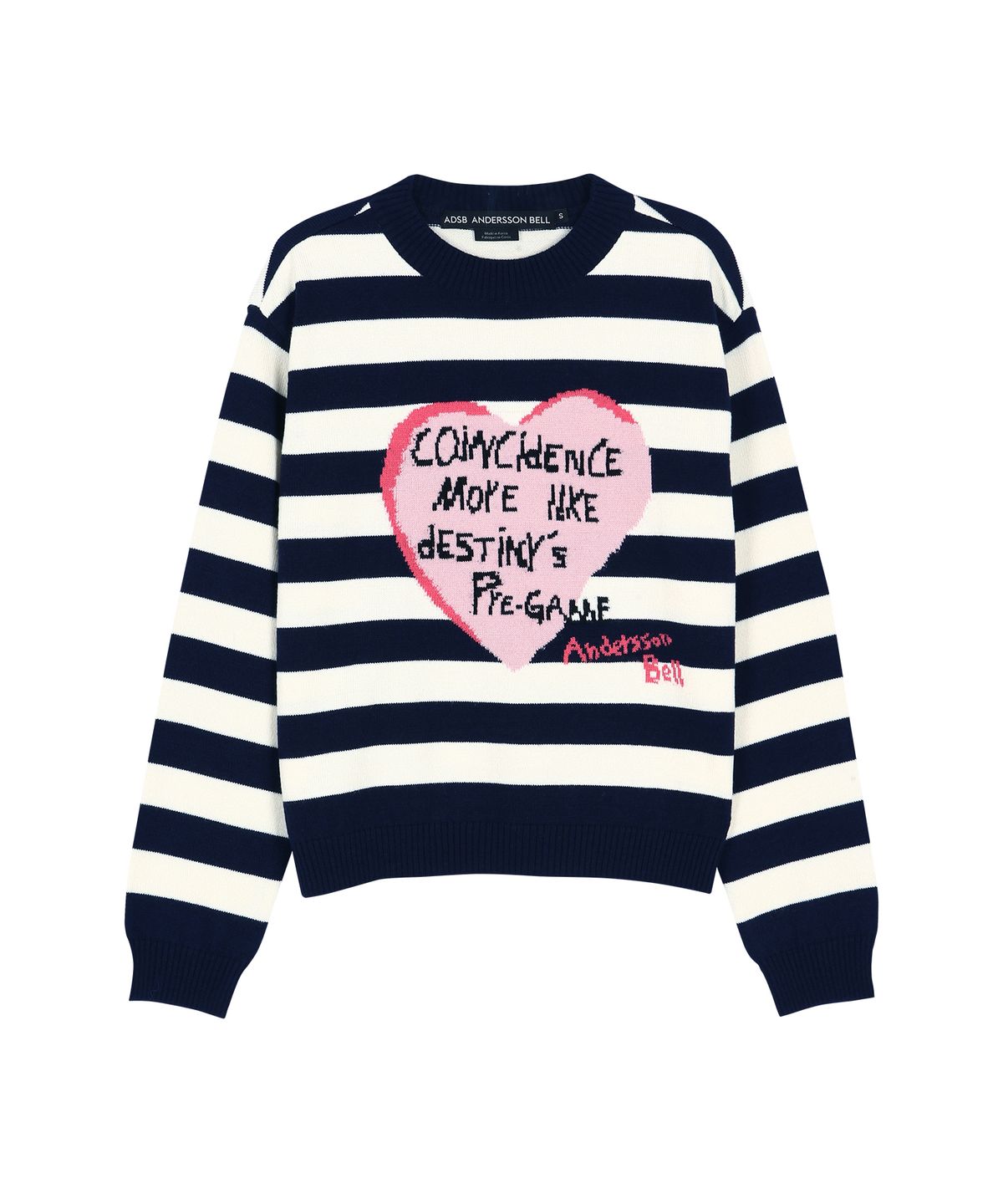 앤더슨벨(ADSB ANDERSSON BELL) GIRLS HEART MESSAGE CREW-NECK SWEATER atb1464w(NAVY/IVORY)