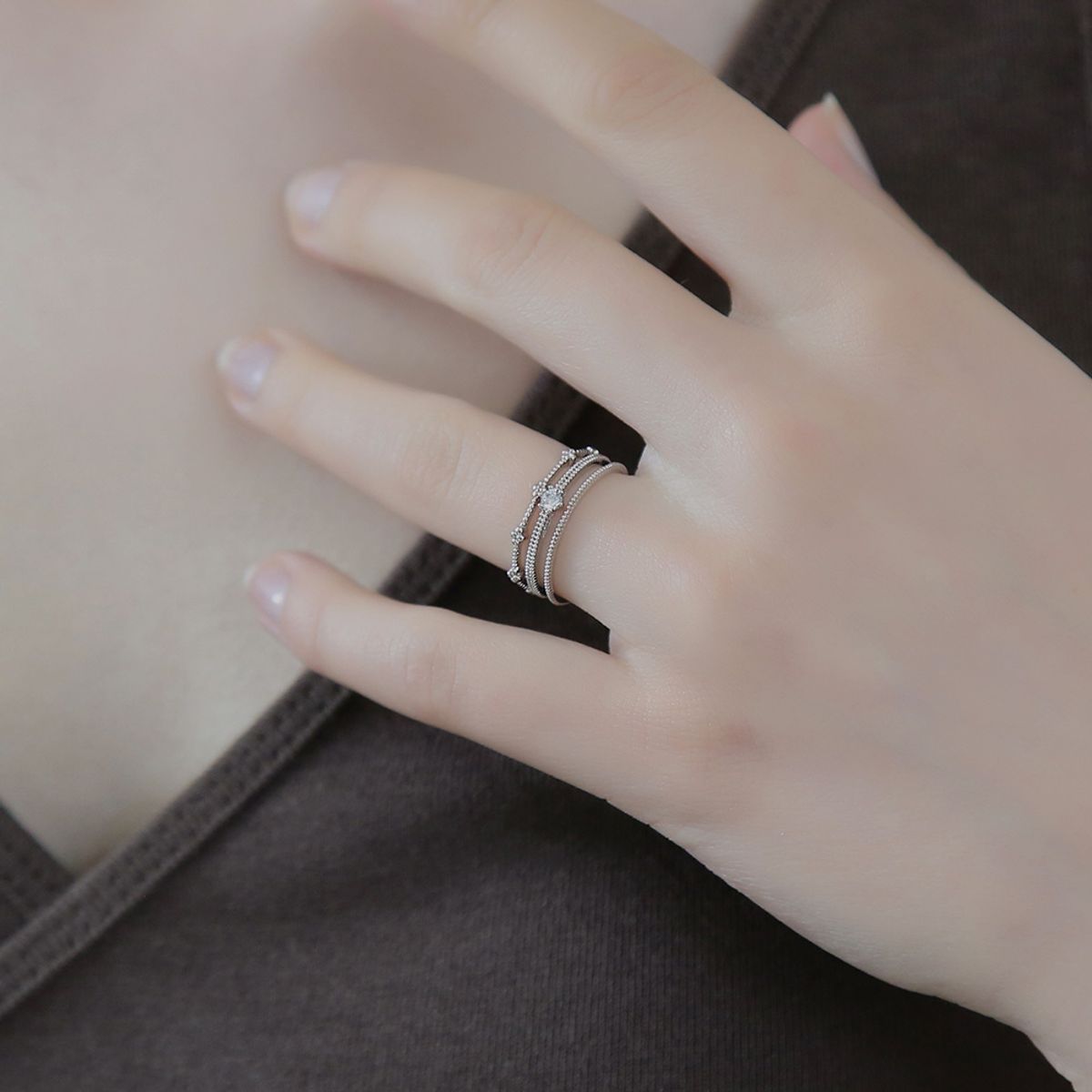 디유아모르(DIEUAMOUR) 플릭 투라인 오픈 반지