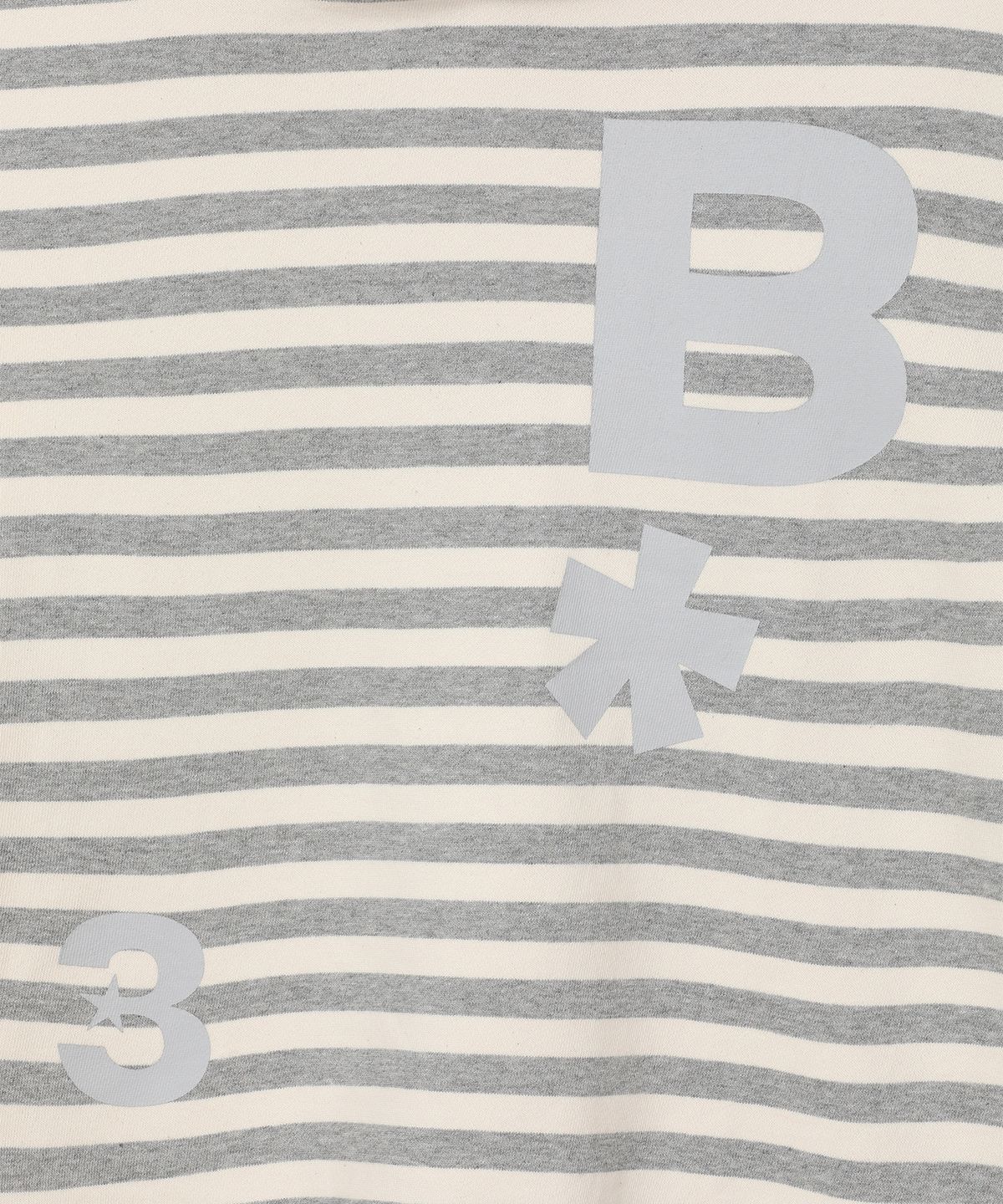 바우프(BAUF) B logo 슬림핏 후드 티셔츠 [스트라이프 그레이]