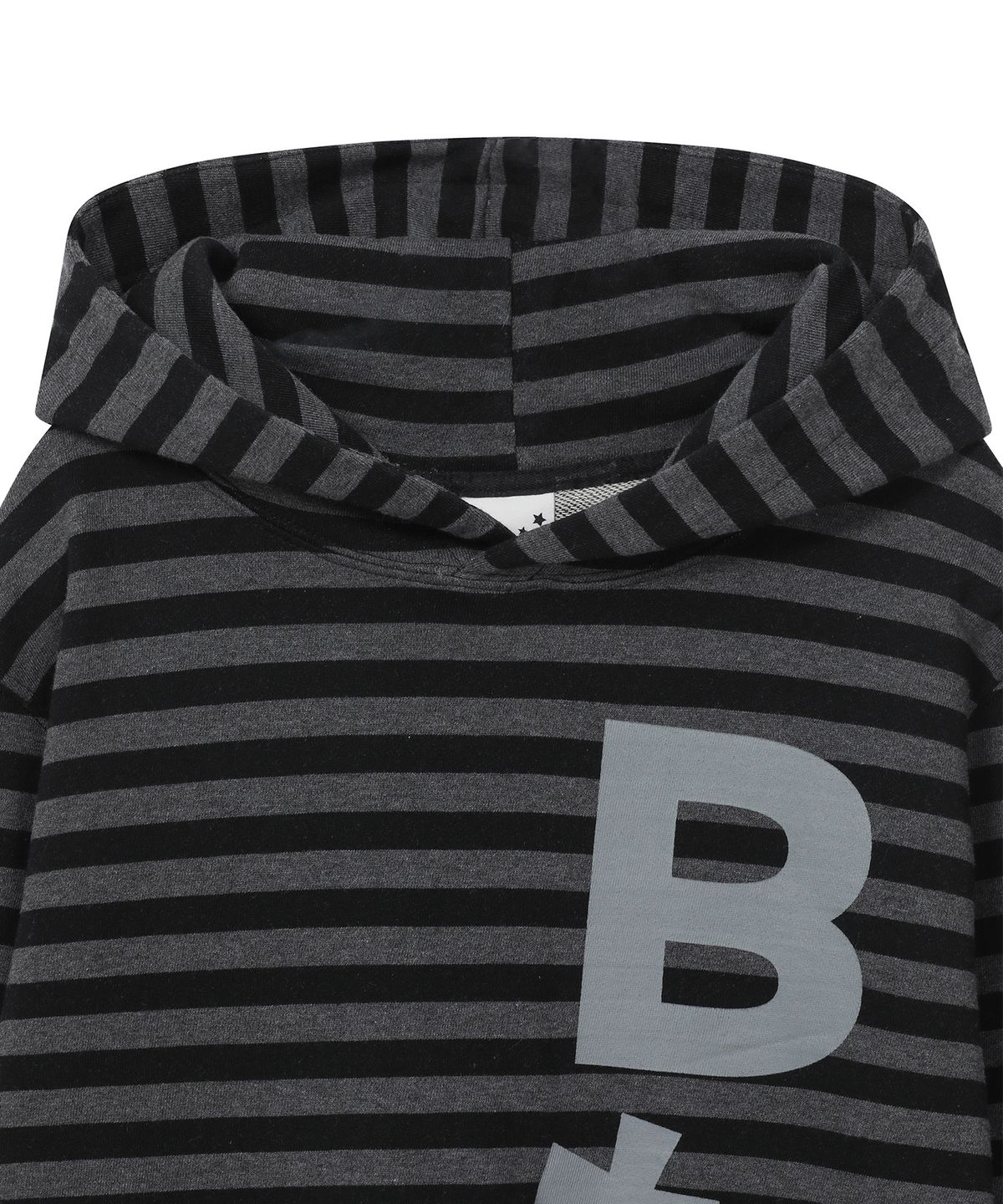 바우프(BAUF) B logo 슬림핏 후드 티셔츠 [스트라이프 블랙]