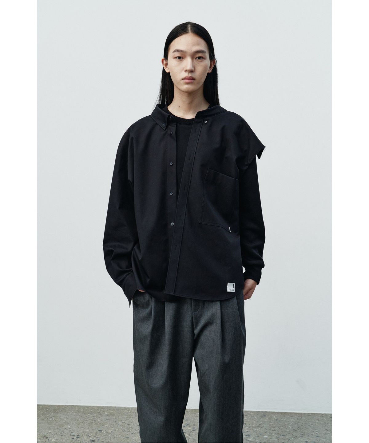 래코드(RECODE) Shirt Mixed Top RKTAA25609BKX