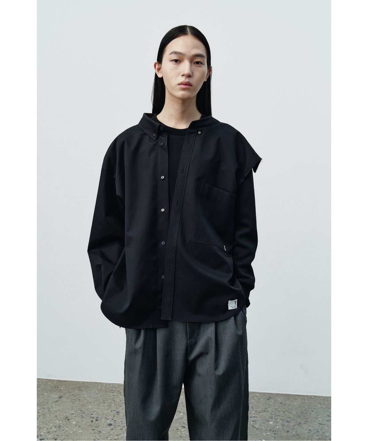 래코드(RECODE) Shirt Mixed Top RKTAA25609BKX