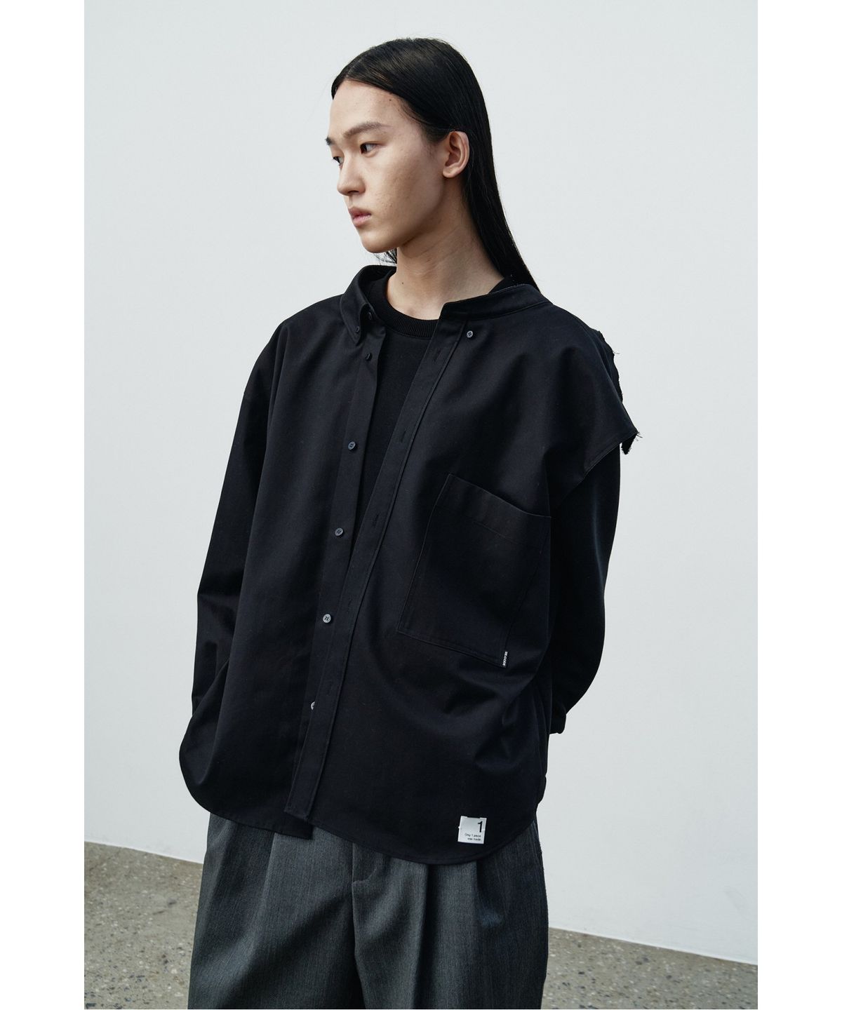 래코드(RECODE) Shirt Mixed Top RKTAA25609BKX