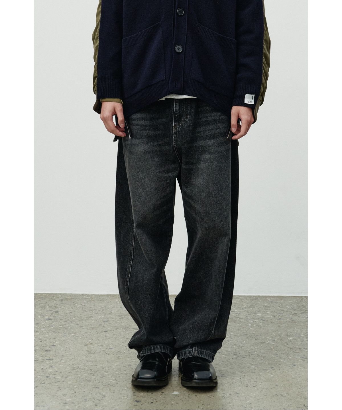래코드(RECODE) Waist Raw Edged Denim Pants RKPAA25613BKX