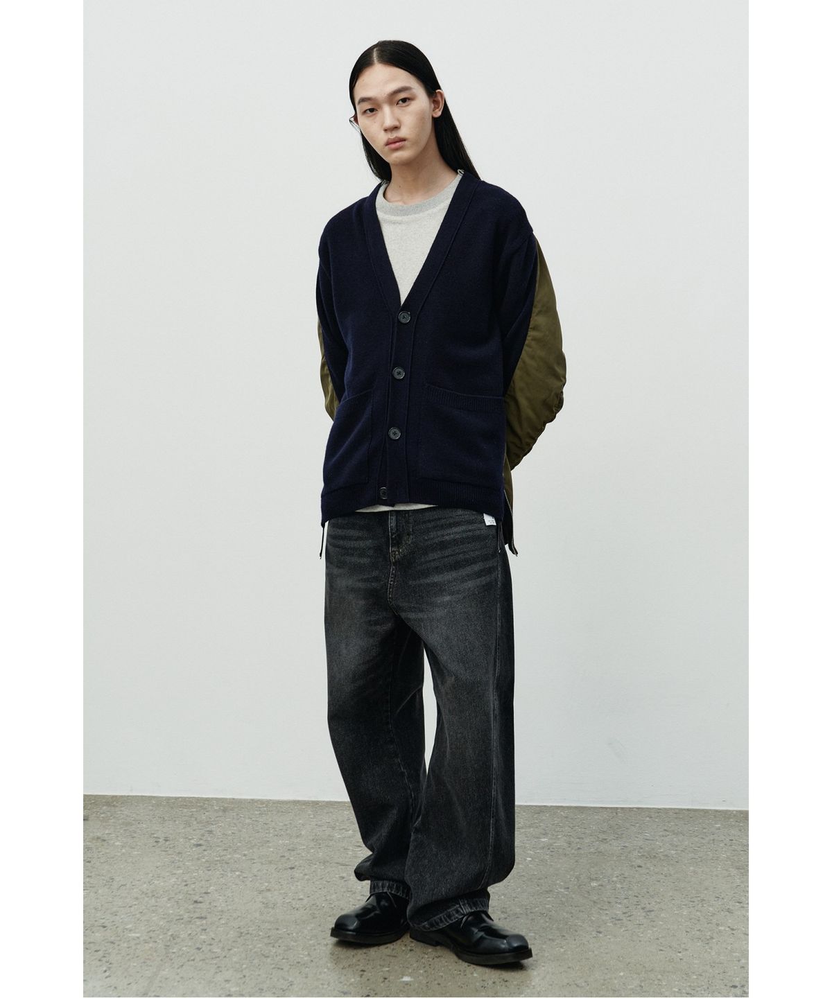 래코드(RECODE) Waist Raw Edged Denim Pants RKPAA25613BKX