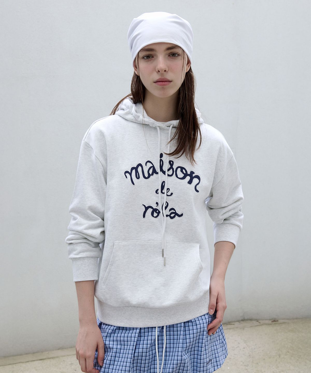 로라로라(ROLAROLA) MAISON DE ROLA STRING HOODIE MELANGE WHITE