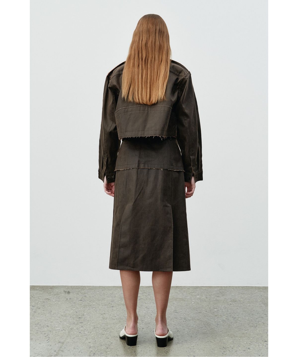 래코드(RECODE) Faux Leather Crop Shirt Jacket RQJAA25502BRX
