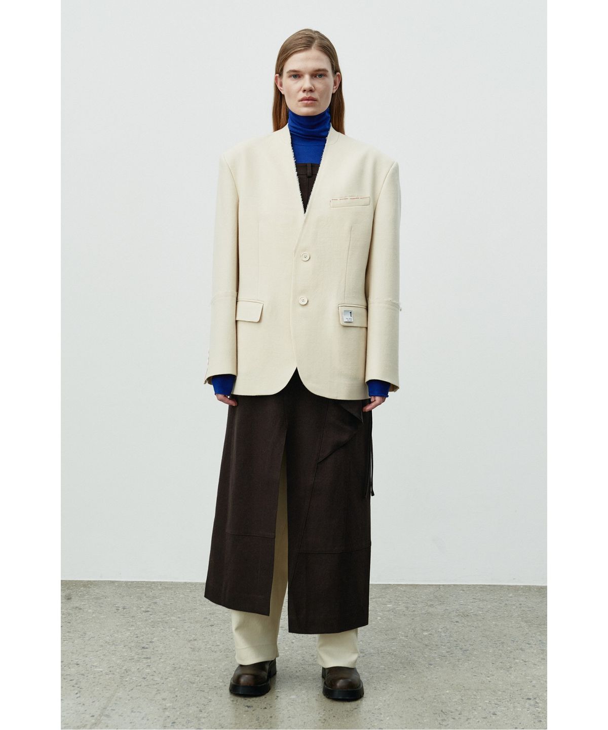 래코드(RECODE) Collarless Wool Jacket RQJAW25508IVX