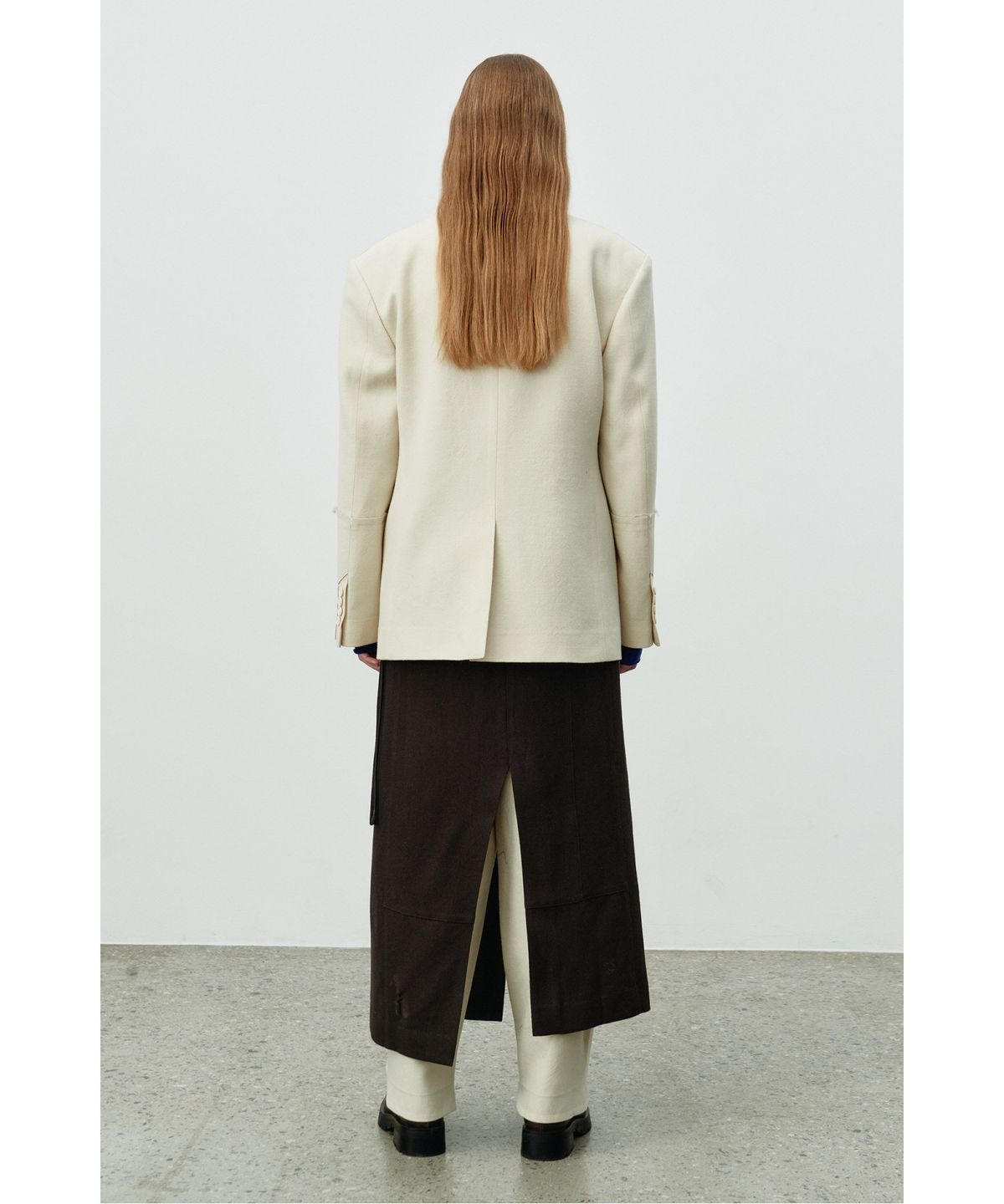 래코드(RECODE) Collarless Wool Jacket RQJAW25508IVX