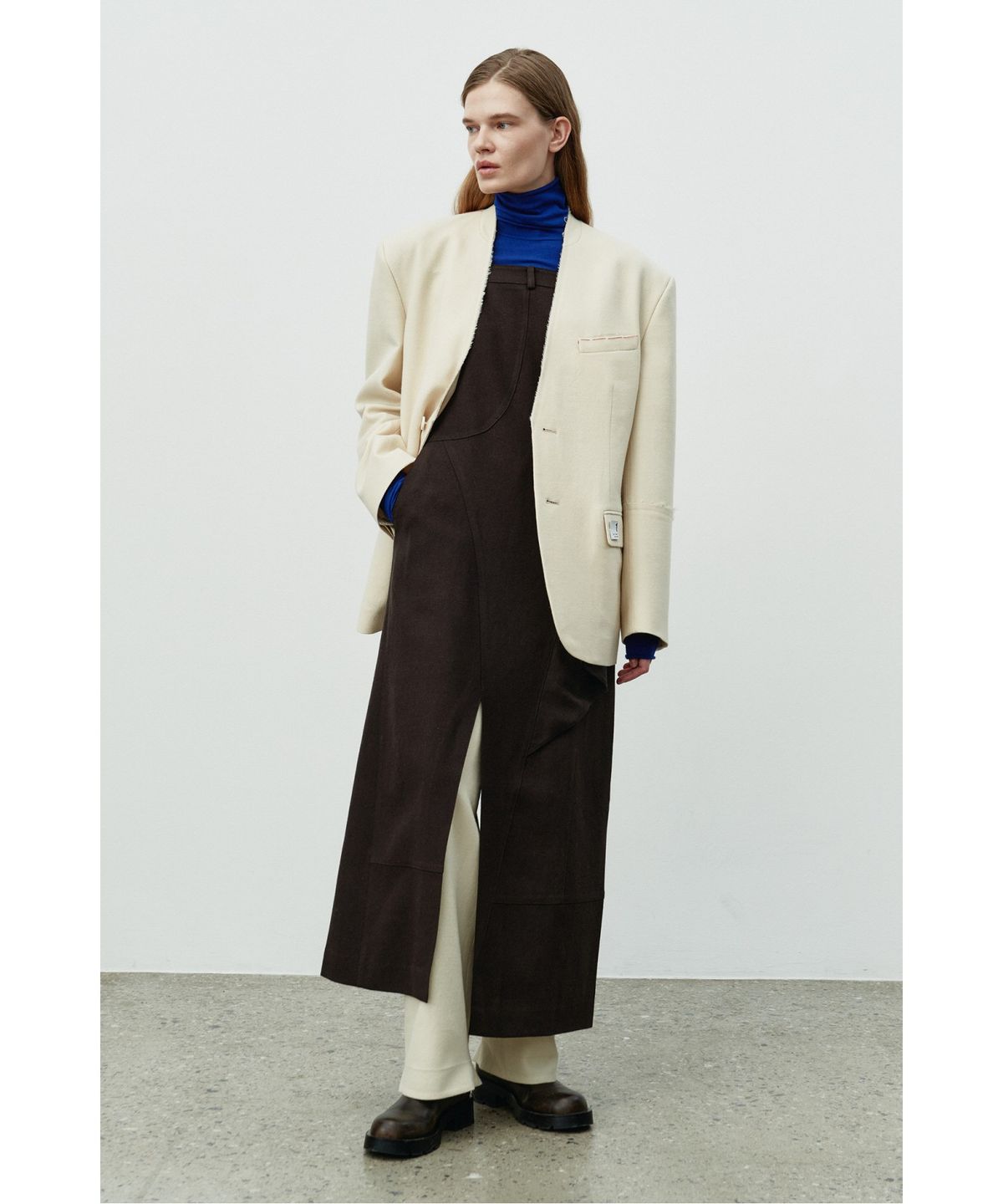 래코드(RECODE) Collarless Wool Jacket RQJAW25508IVX