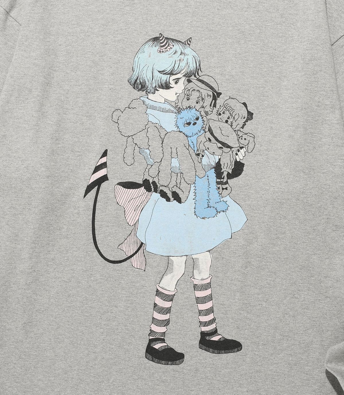 나이스고스트클럽(NICEGHOSTCLUB) LITTLE DEVIL GIRL BIG BIG L/S TEE_GREY(NG2FFUT553A)