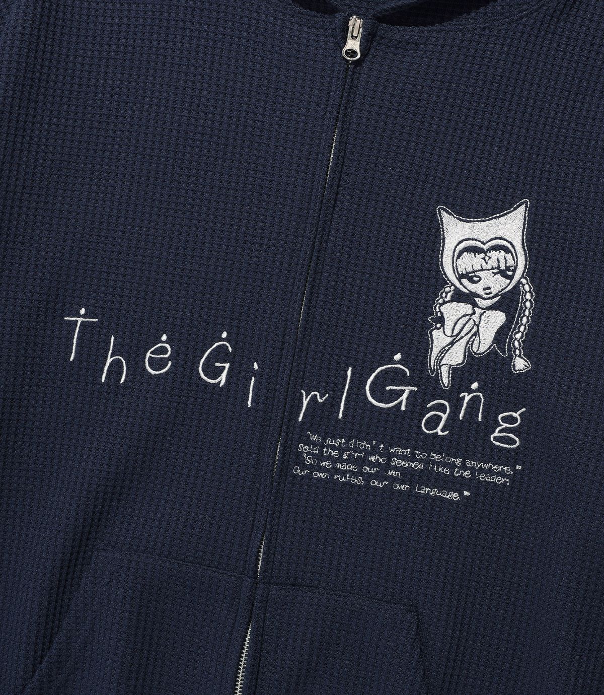 나이스고스트클럽(NICEGHOSTCLUB) THE GIRL GANG WAFFLE HOODIE ZIPUP_NAVY(NG2FFUM482A)