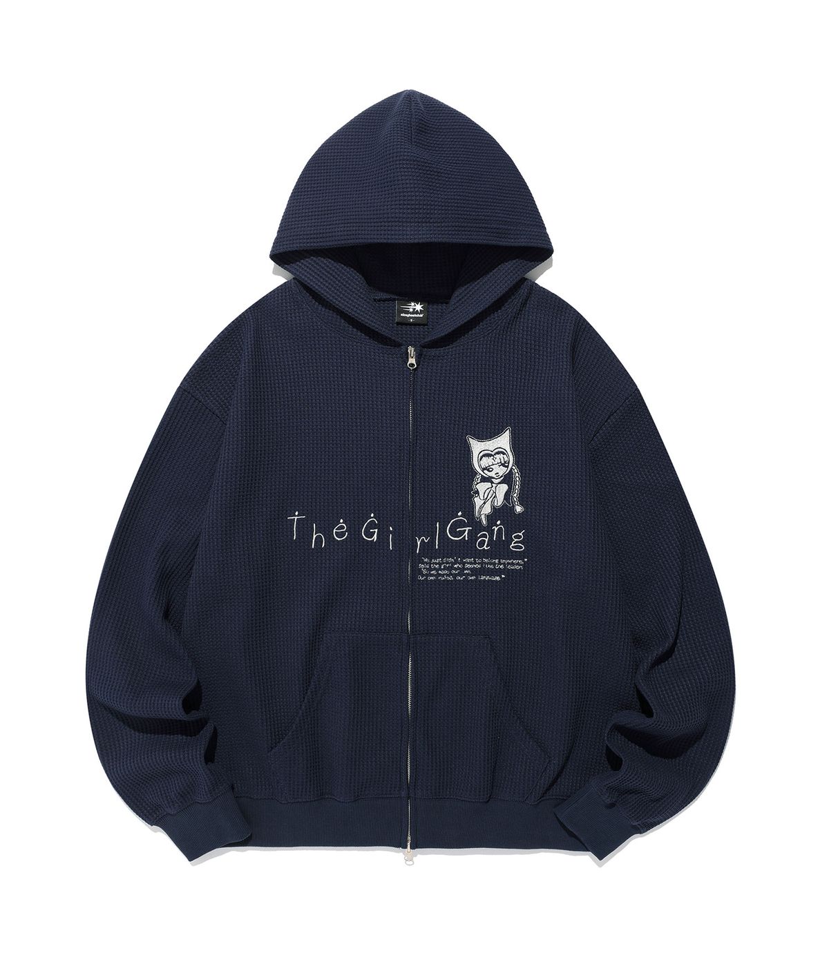나이스고스트클럽(NICEGHOSTCLUB) THE GIRL GANG WAFFLE HOODIE ZIPUP_NAVY(NG2FFUM482A)