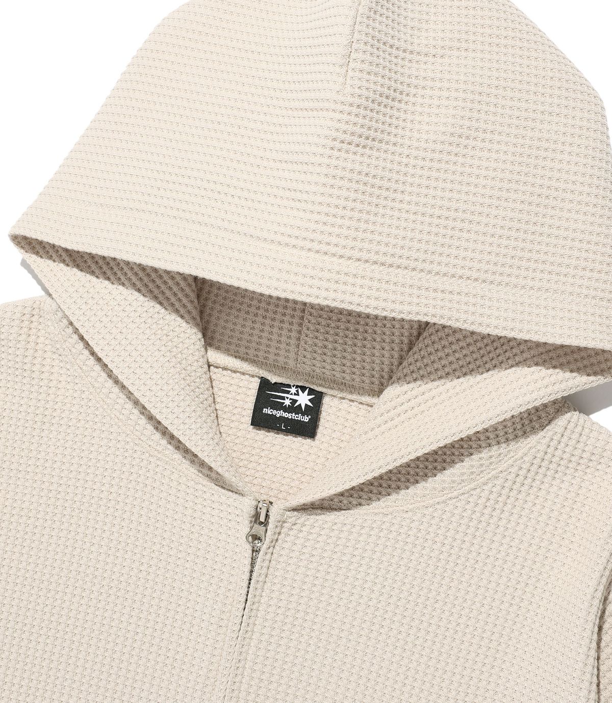 나이스고스트클럽(NICEGHOSTCLUB) THE GIRL GANG WAFFLE HOODIE ZIPUP_BEIGE(NG2FFUM482A)