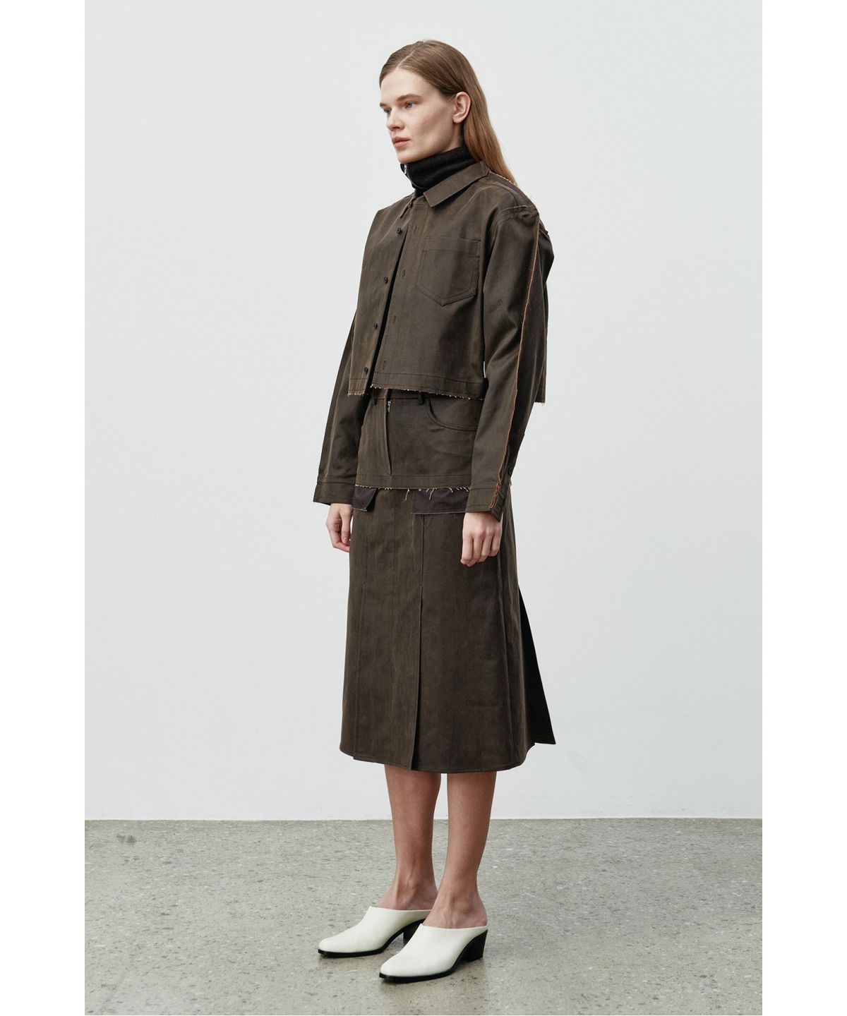 래코드(RECODE) Faux Leather Skirt RQKAA25547BRX