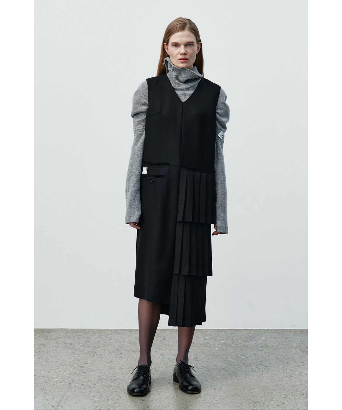 래코드(RECODE) Pleats Layered Sleeveless Dress RQDAA25540BKX
