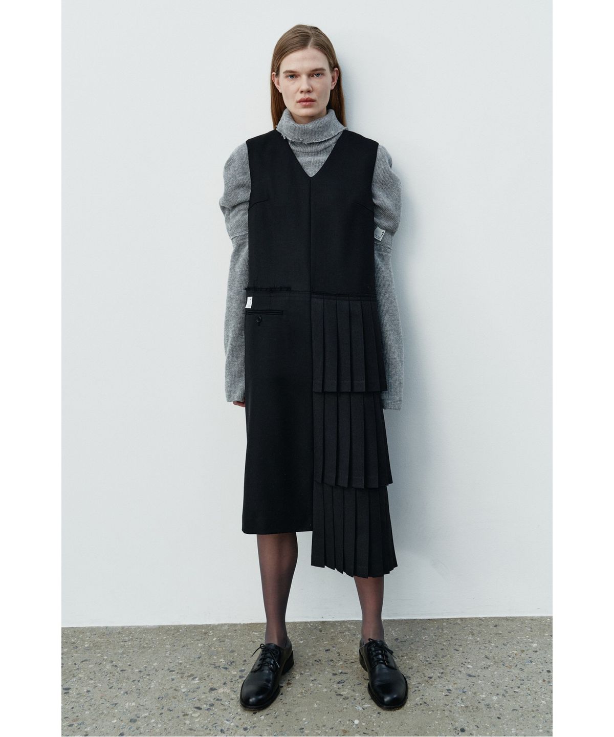 래코드(RECODE) Pleats Layered Sleeveless Dress RQDAA25540BKX