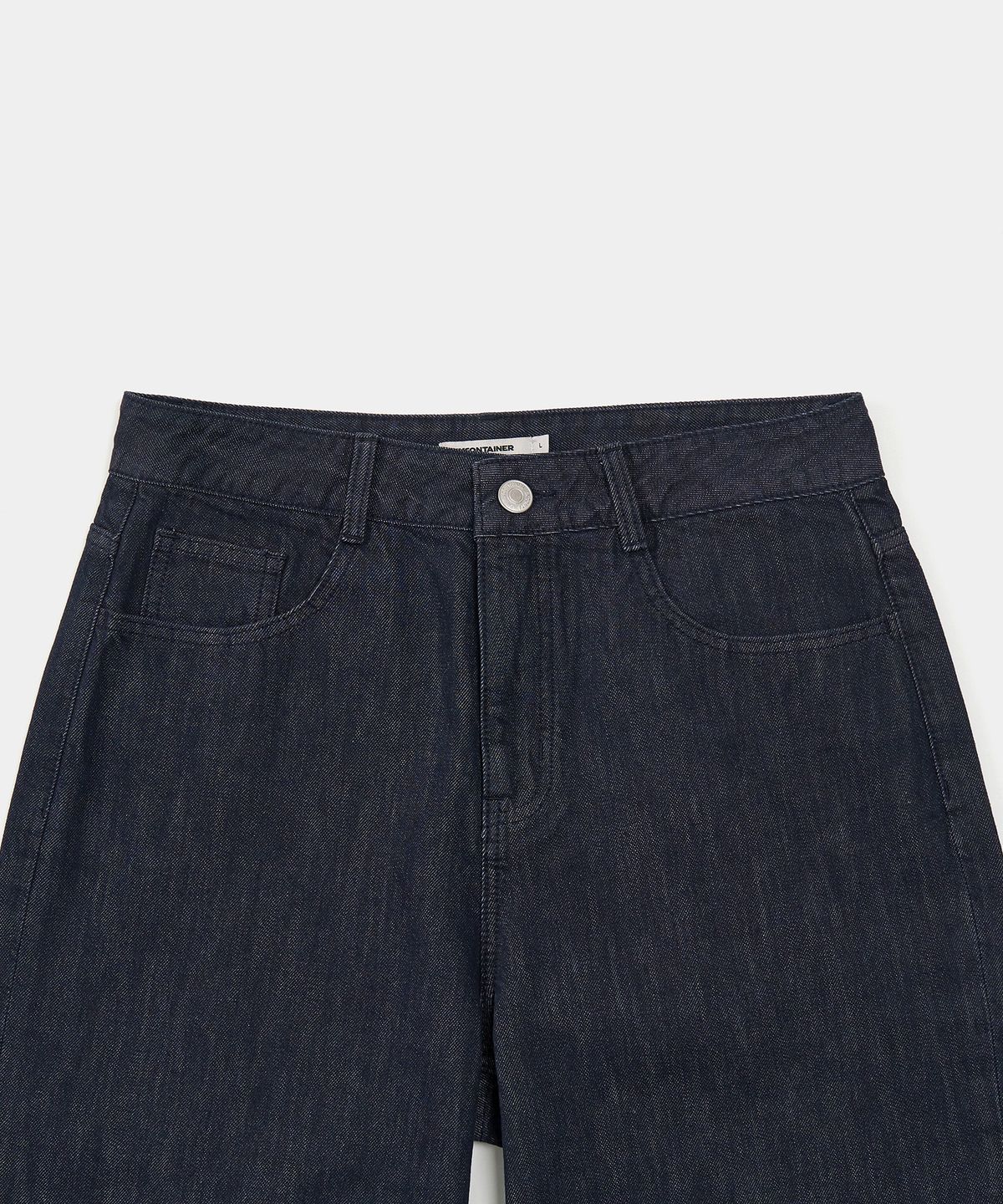 엑스컨테이너(EXCONTAINER) 와이드 플레어 로우 데님 팬츠 (RAW INDIGO)