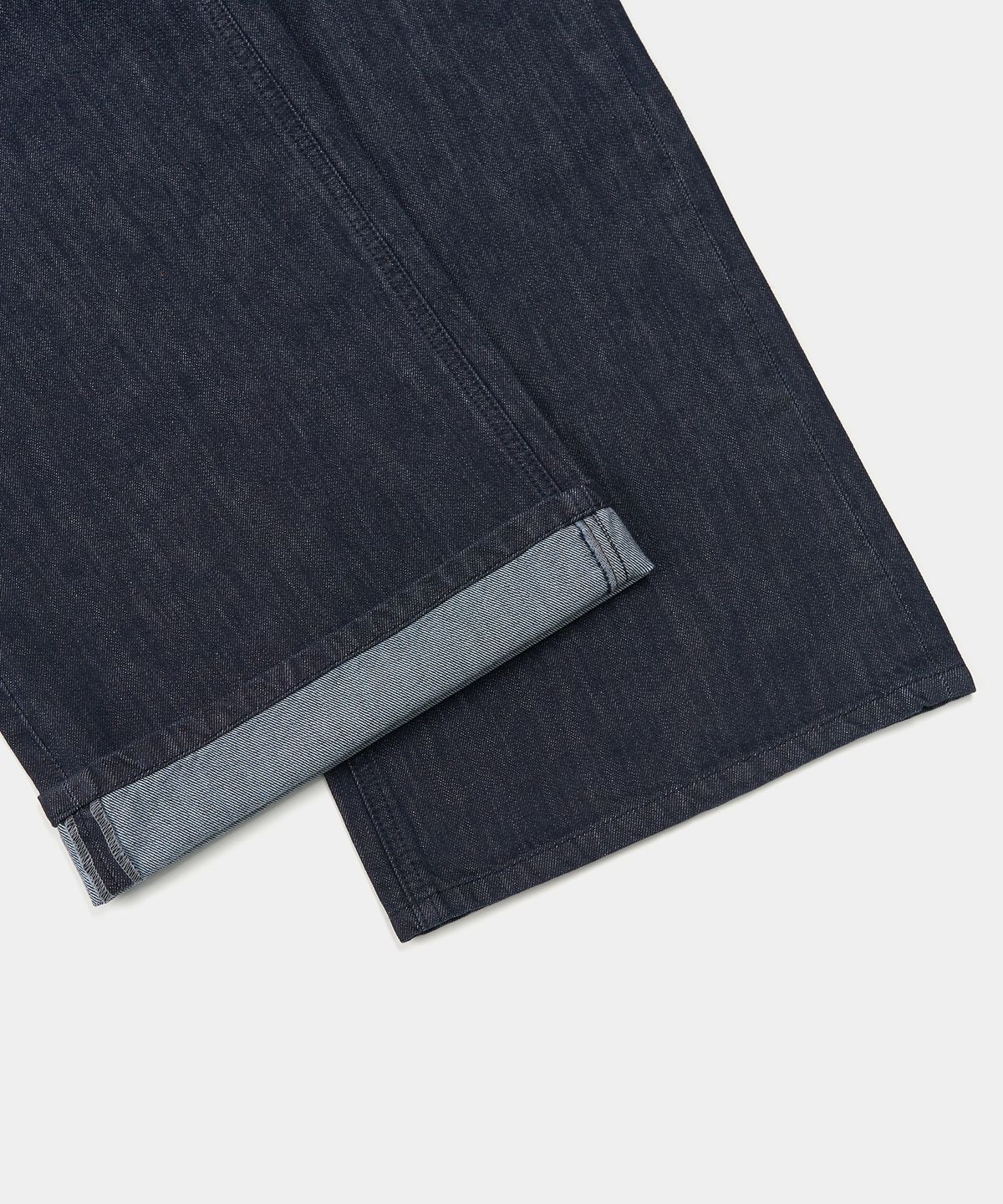 엑스컨테이너(EXCONTAINER) 와이드 플레어 로우 데님 팬츠 (RAW INDIGO)