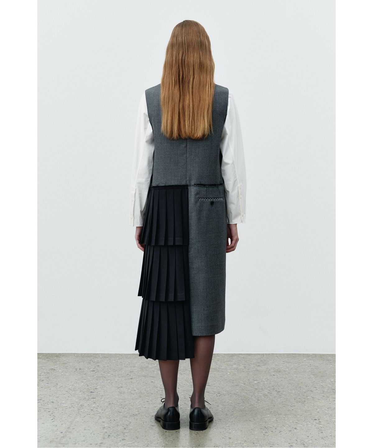 래코드(RECODE) Pleats Layered Sleeveless Dress RQDAA25540GYX
