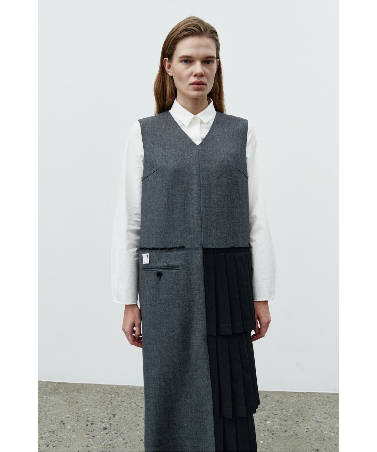 래코드(RECODE) Pleats Layered Sleeveless Dress RQDAA25540GYX
