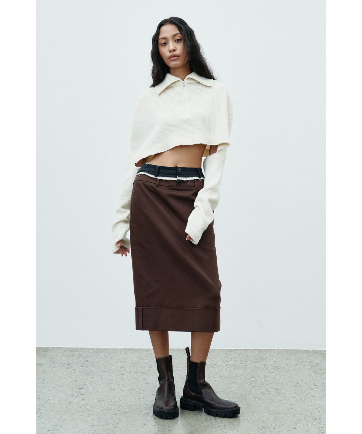 래코드(RECODE) Two way Shawl Knit  RQWAA25516IVX