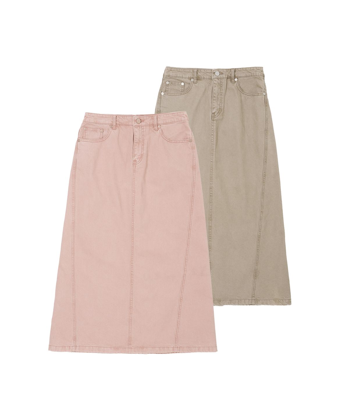 플랙 우먼(PLAC WOMEN) 커브드 맥시 데님 스커트_2colors