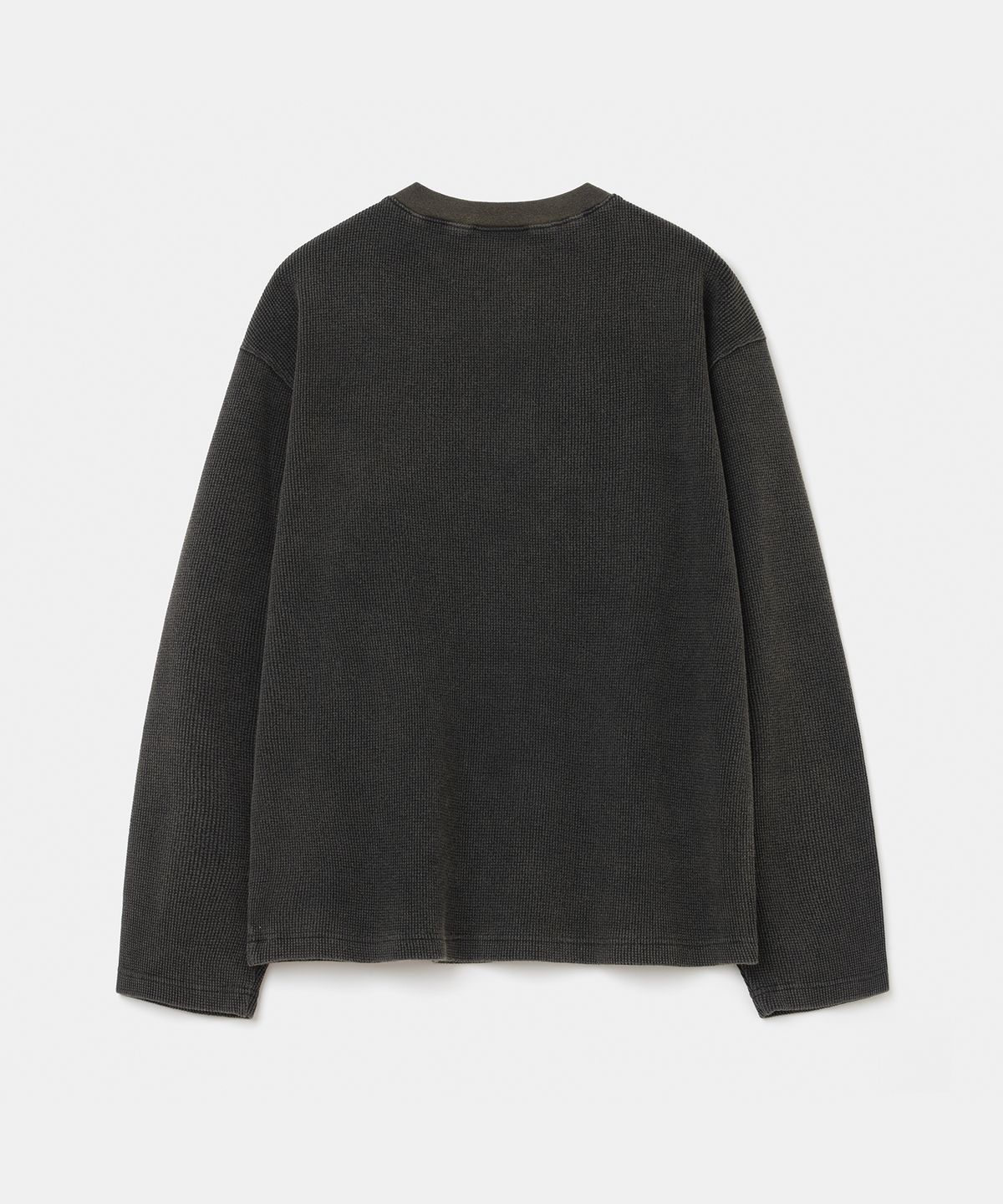 유니폼브릿지(UNIFORM BRIDGE) salt wash waffle henly neck t-shirt black