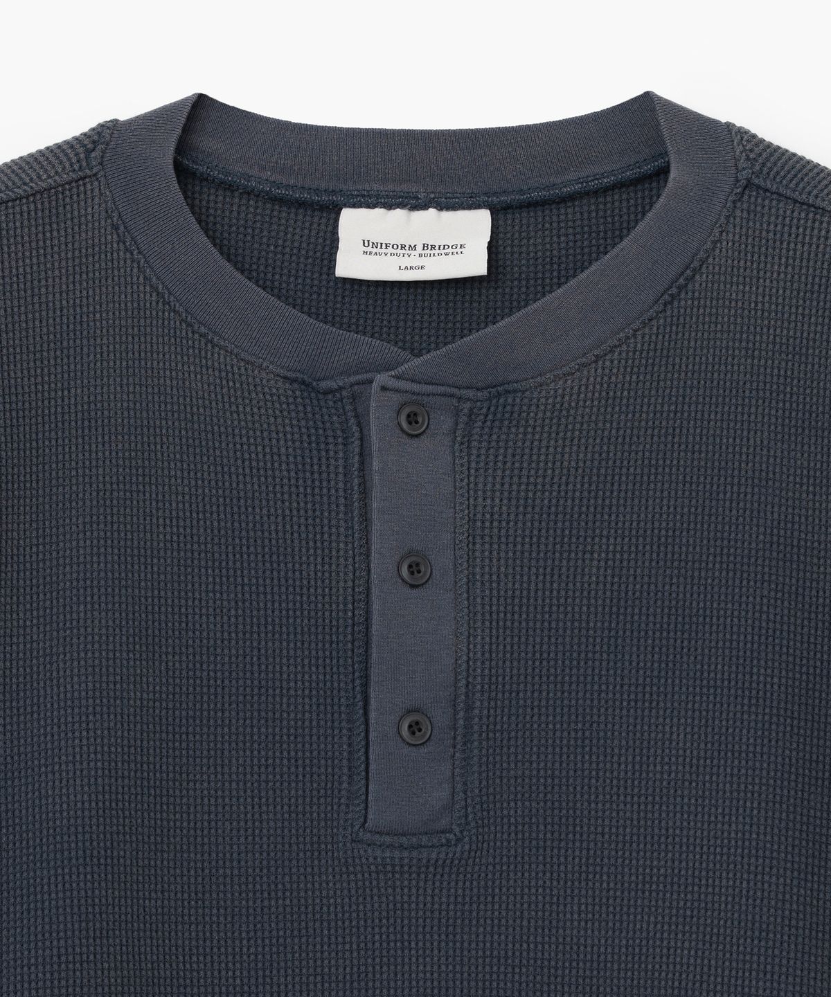 유니폼브릿지(UNIFORM BRIDGE) salt wash waffle henly neck t-shirt navy