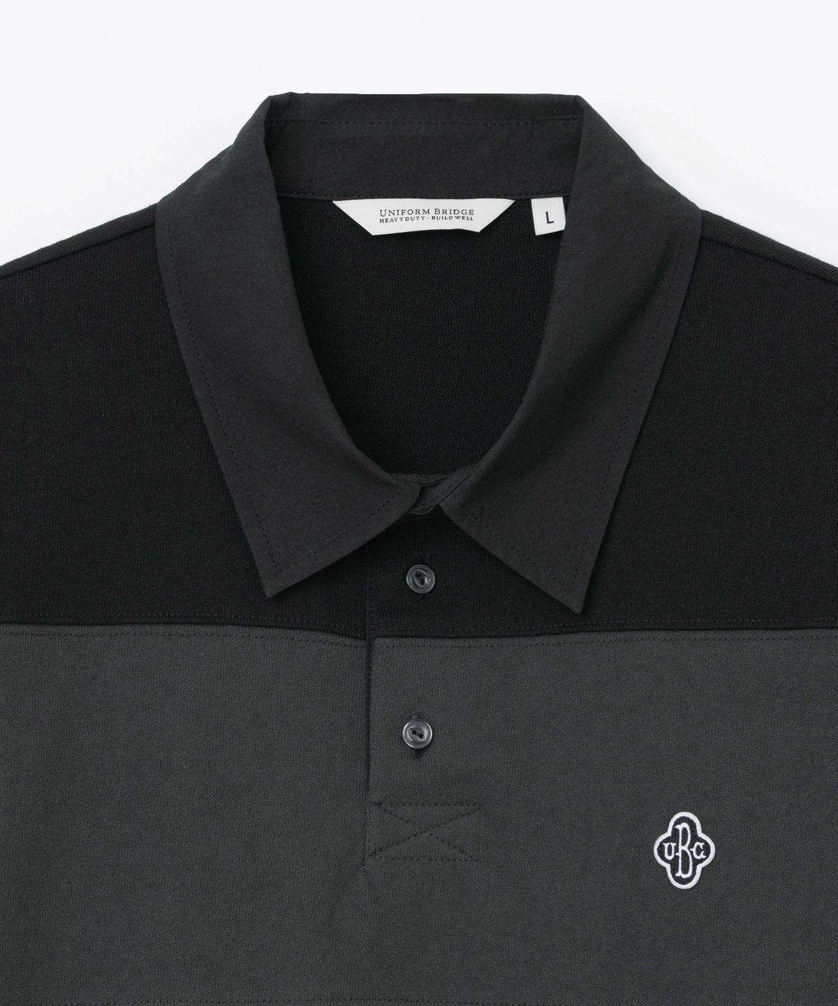 유니폼브릿지(UNIFORM BRIDGE) stripe rugby l/s t-shirt black