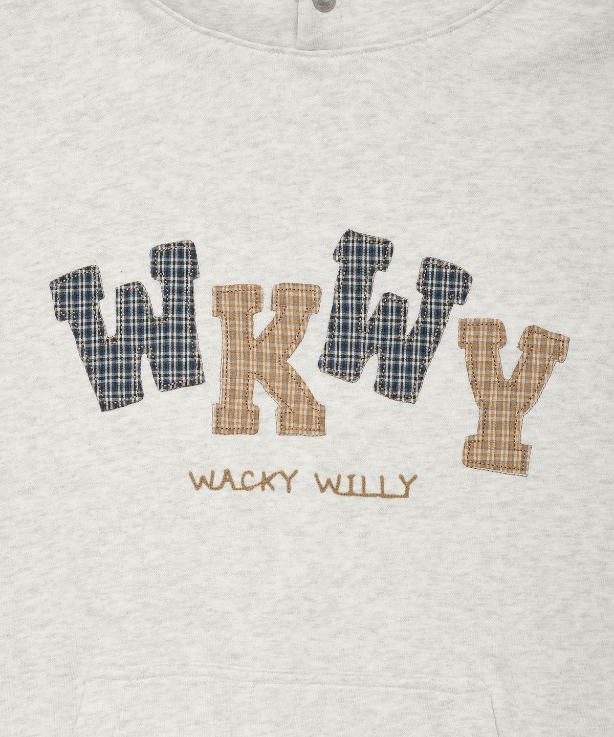 와키윌리(WACKY WILLY) 우먼스 체크 아플리케 오버핏 후디 오트밀