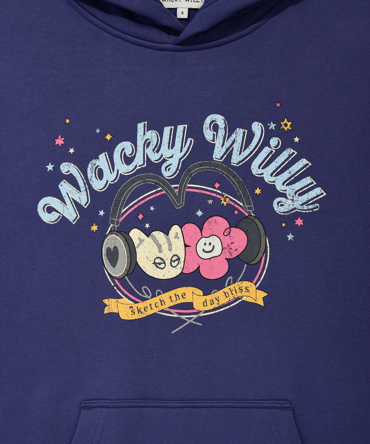 와키윌리(WACKY WILLY) 우먼스 릴리 앤 레오 그래픽 후디 네이비