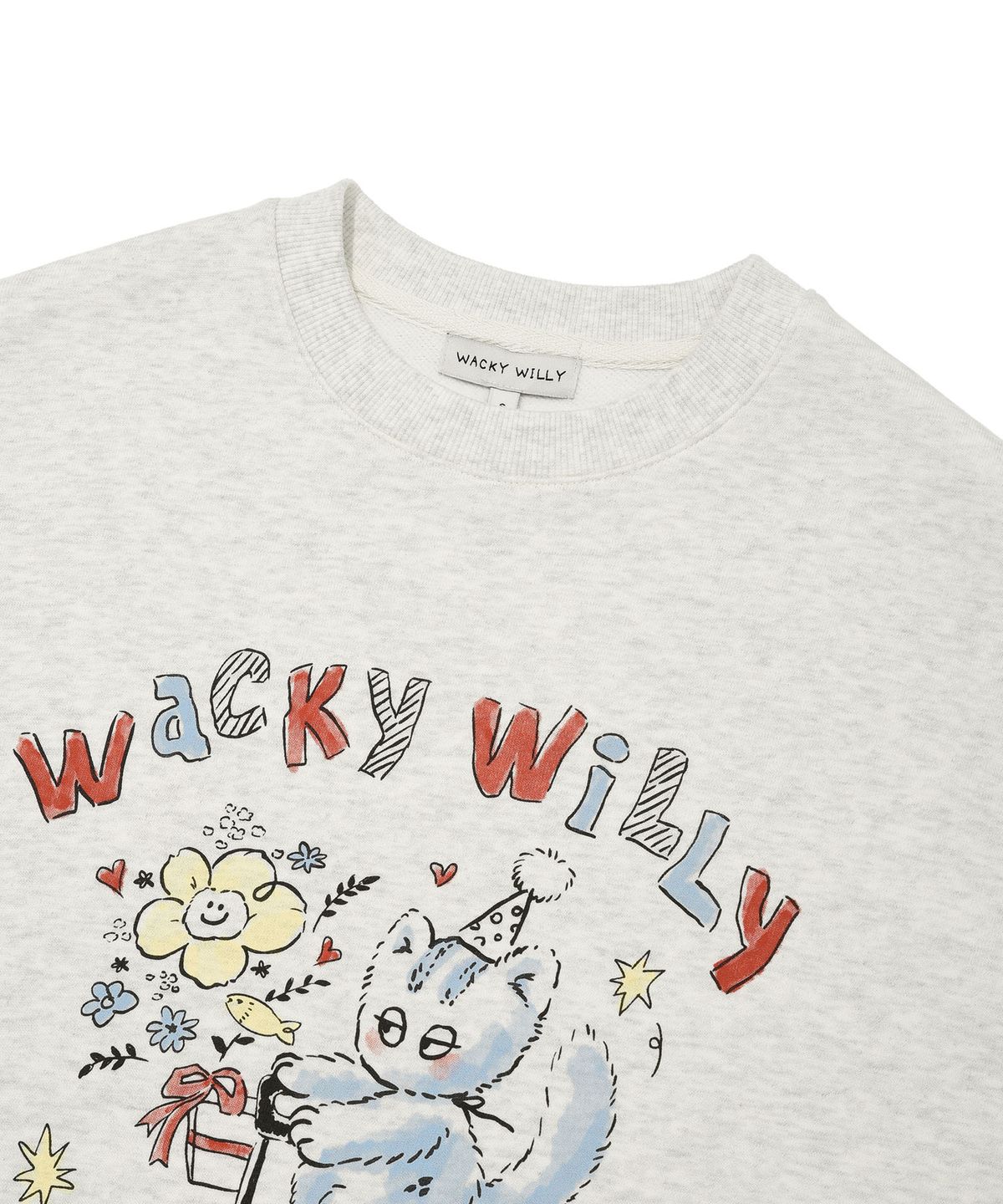 와키윌리(WACKY WILLY) 우먼스 빈티지 그래픽 세미오버핏 맨투맨 오트밀