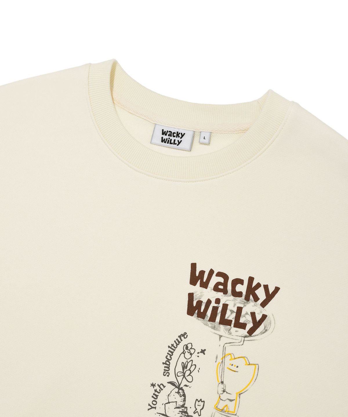와키윌리(WACKY WILLY) 스프레이 그래픽 맨투맨 크림
