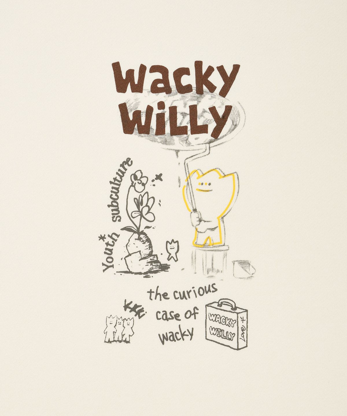 와키윌리(WACKY WILLY) 스프레이 그래픽 맨투맨 크림