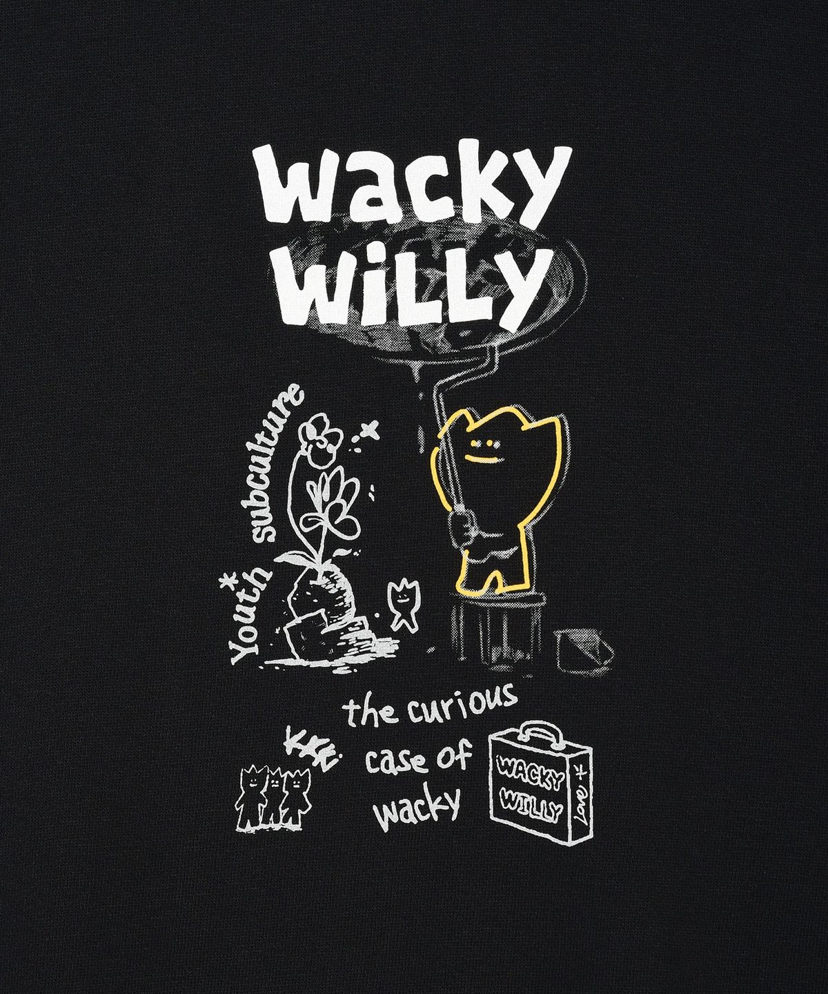 와키윌리(WACKY WILLY) 스프레이 그래픽 맨투맨 블랙