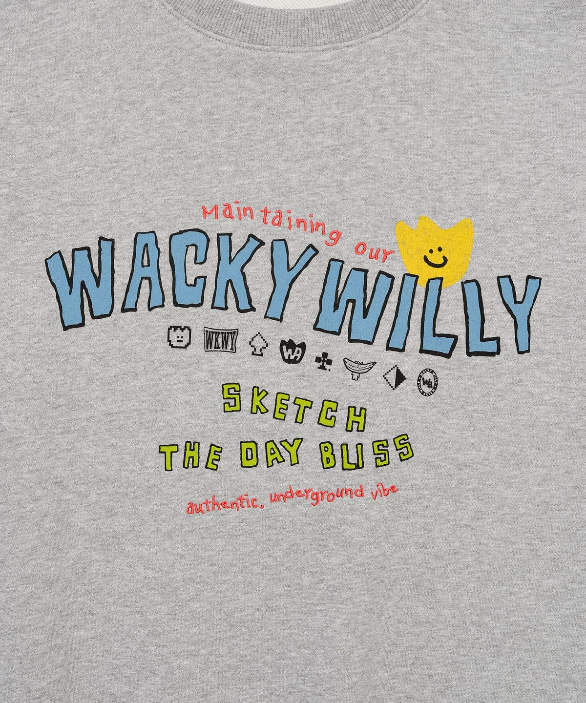 와키윌리(WACKY WILLY) 키키 타이포 맨투맨 그레이