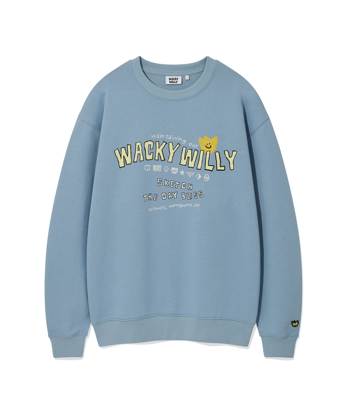 와키윌리(WACKY WILLY) 키키 타이포 맨투맨 블루