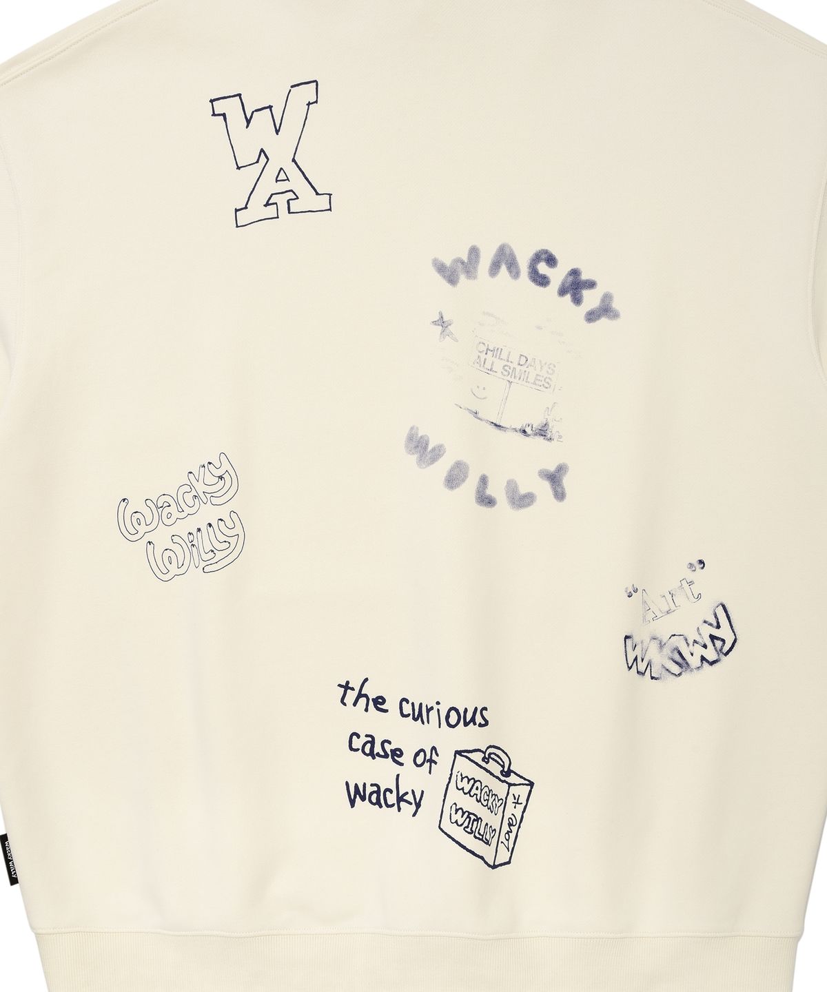 와키윌리(WACKY WILLY) 스프레이 그래픽 후드 스웻 크림