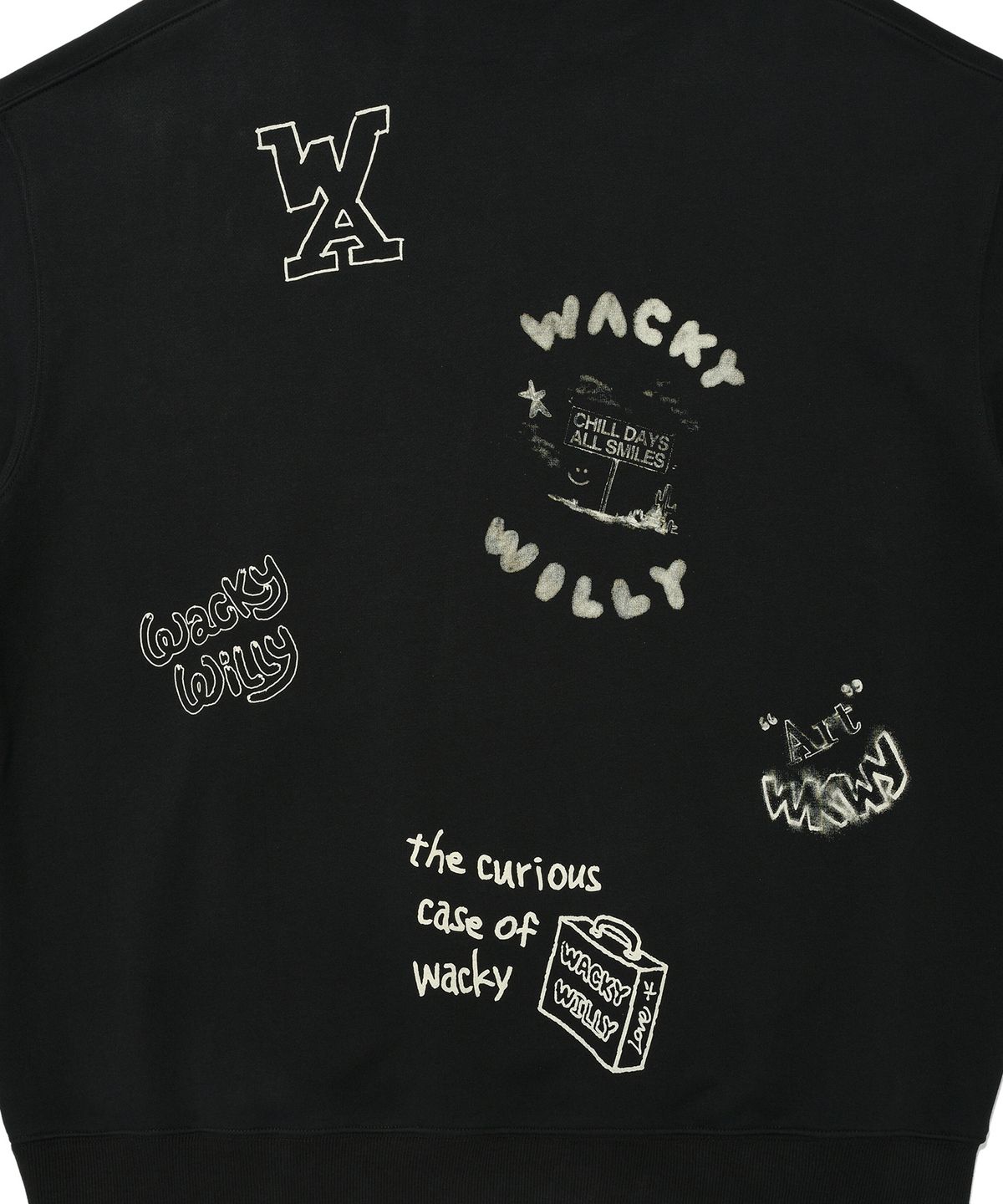 와키윌리(WACKY WILLY) 스프레이 그래픽 후드 스웻 블랙