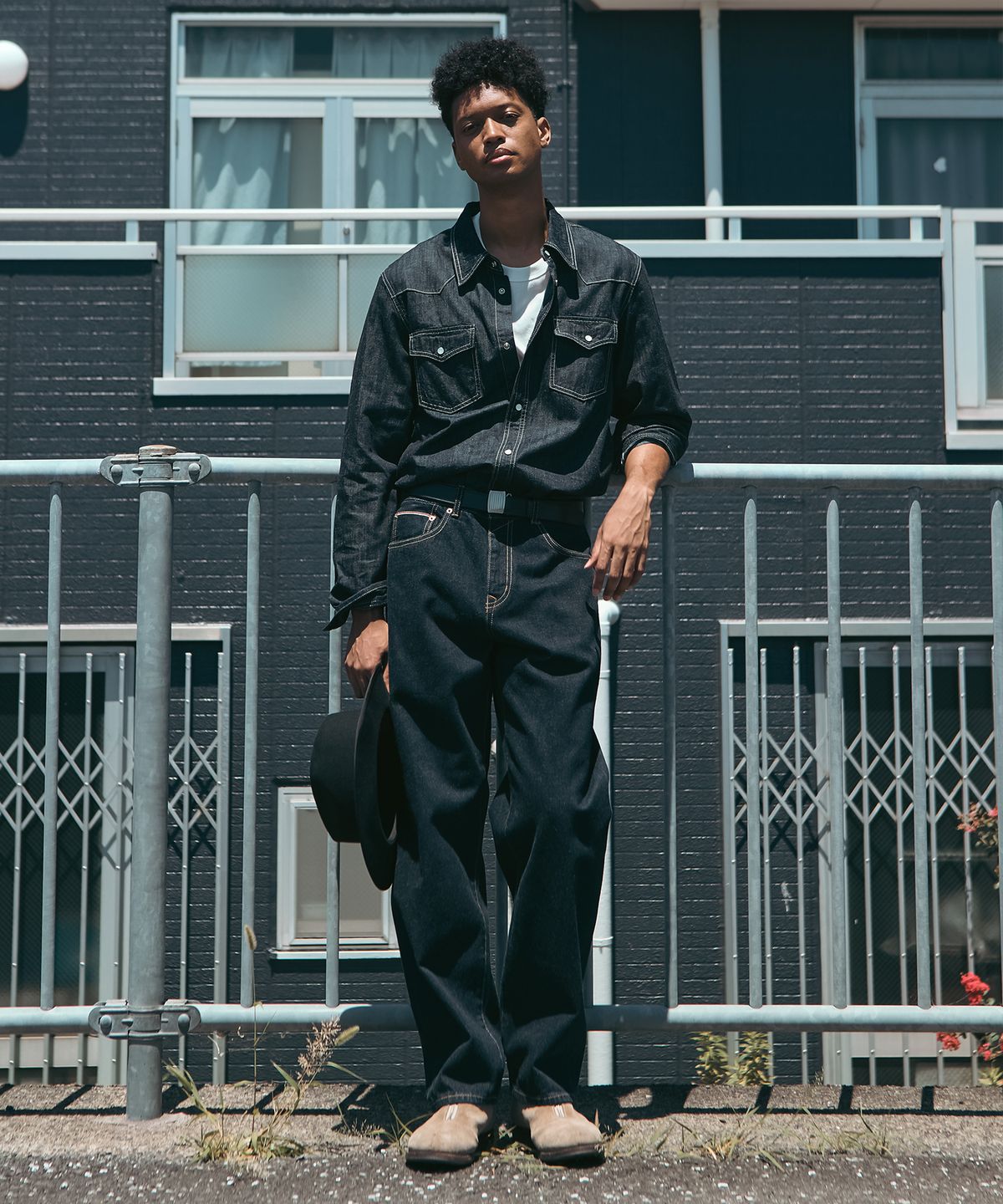 유니폼브릿지(UNIFORM BRIDGE) western denim shirt 7oz indigo one washed
