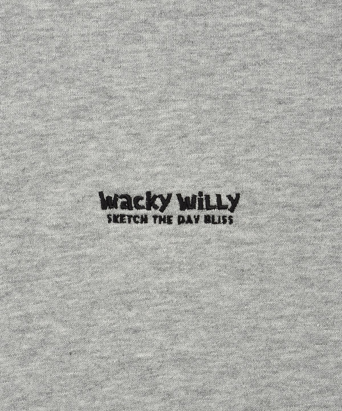 와키윌리(WACKY WILLY) 타이포로고 그런지 후드 스웻 그레이