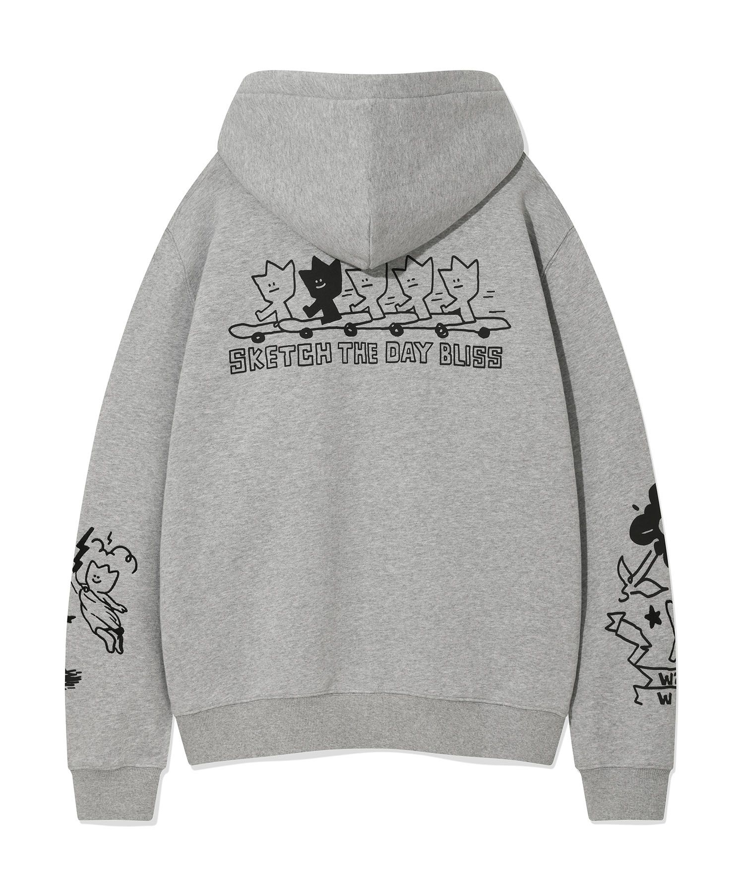 MUSINSA | WACKY WILLY Graffiti Graphic Hooded Zip-Up in Gray