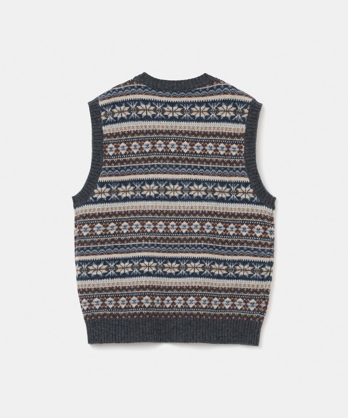 유니폼브릿지(UNIFORM BRIDGE) fair isle knit vest charcoal
